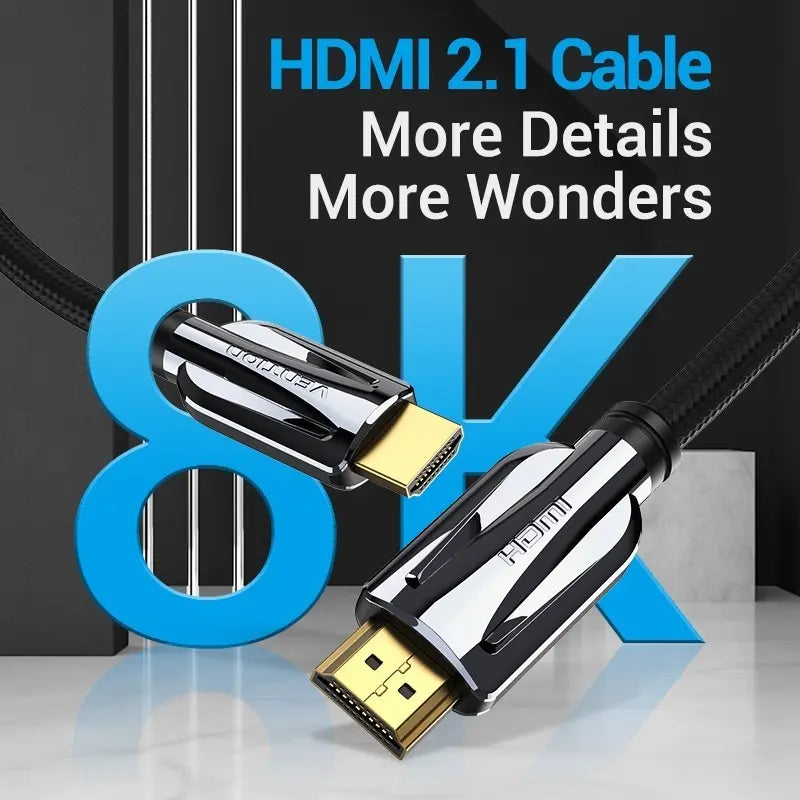 Cable Premium Hdmi 2,1 8k Earc 144hz Hdr 48gb 1,5 Mt Vention