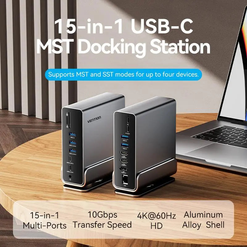 Docking Station 15 En 1 Usb C Hdmi Usb Dp Rj45 Sd/tf Vention