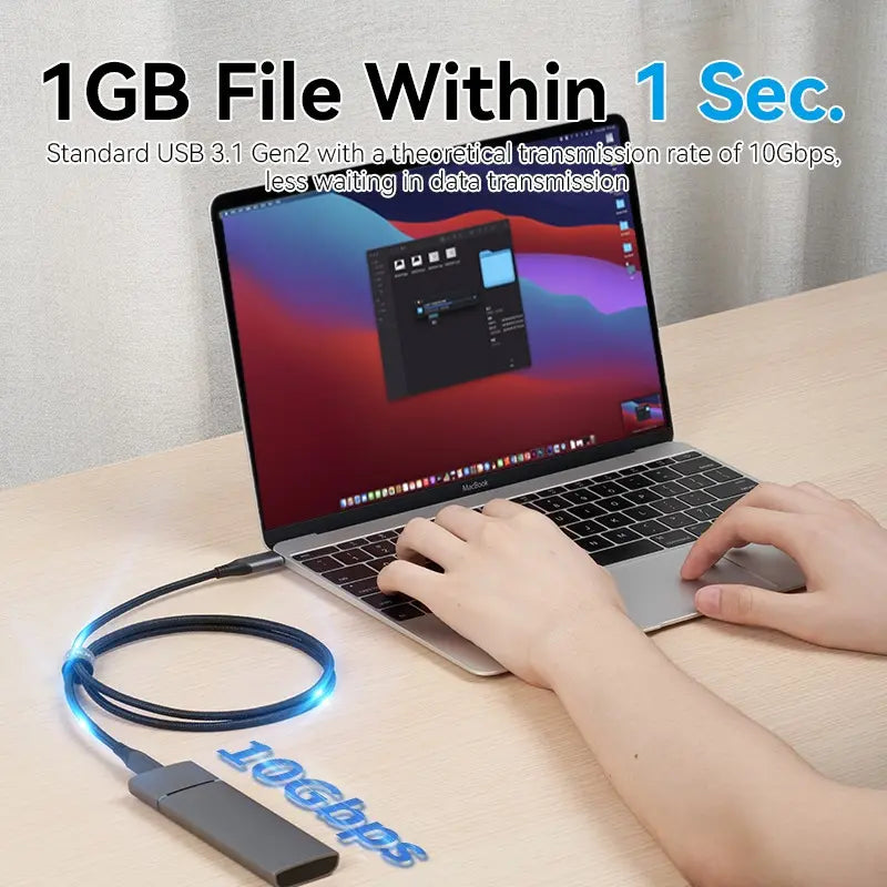 Cable Usb C 3,1 Gen 2 5 Amp Aluminio 0,5 Mts Vention Negro