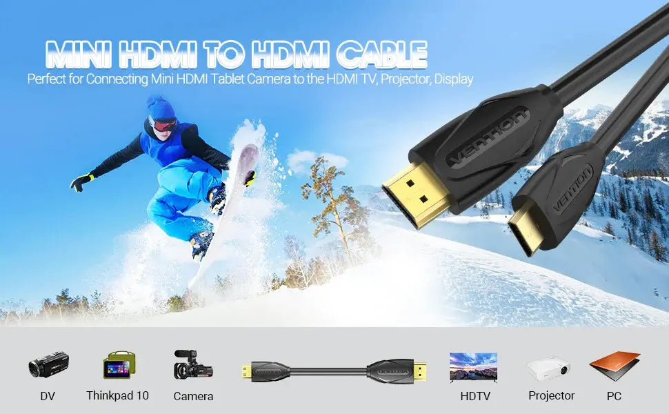 Cable Mini Hdmi A Hdmi 2,0 4k Hdr Arc Hec 18gbps 1 M Vention