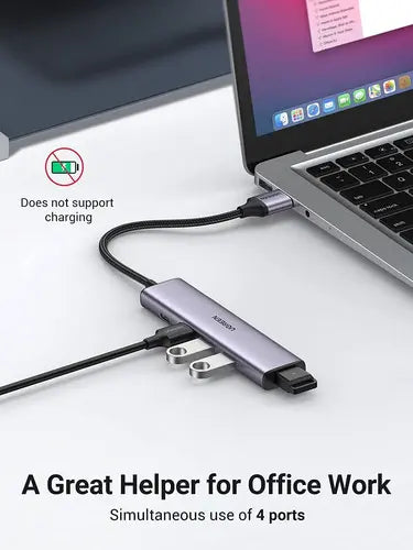 Hub Multipuerto Usb A Usb 3,0 X4 Usb-c Aluminio Ugreen