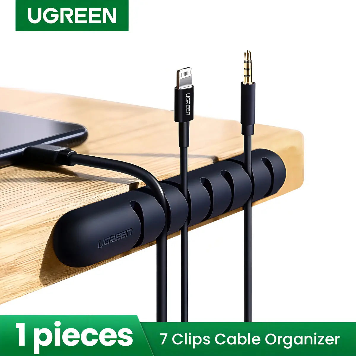 Organizador De 7 Cables Escritorio Con Adhesivo 3m Ugreen Negro