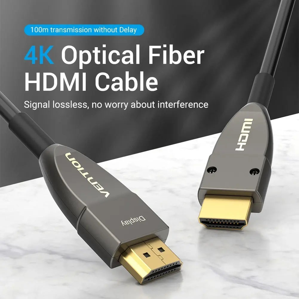 Cable Fibra Optica Hdmi 2,0 4k Hdr 144hz 4:4:4 10mts Vention