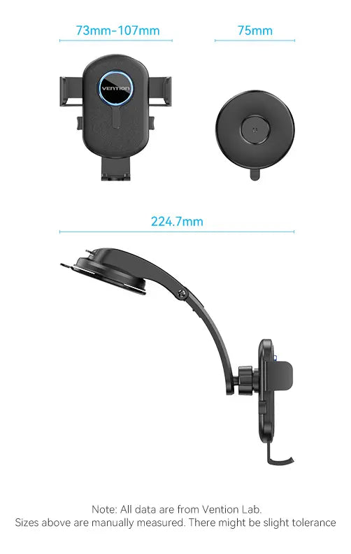 Soporte Celular Auto Ajustable Vidrio Tablero Sopapa Vention Negro