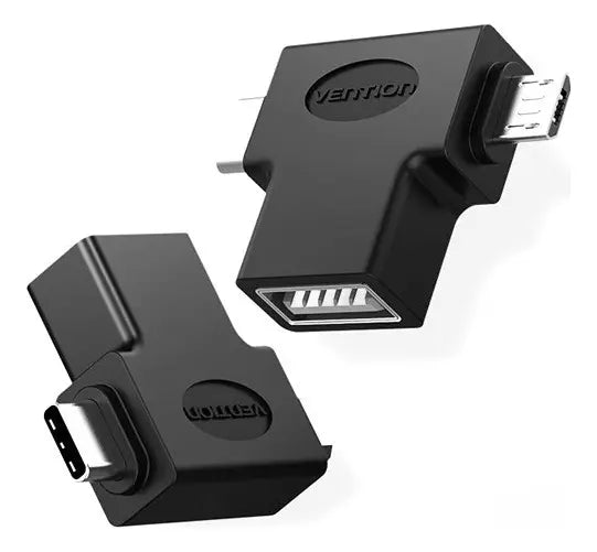 Doble Adaptador Usb 3,0 A Usb Tipo C Y Micro Usb Vention Negro