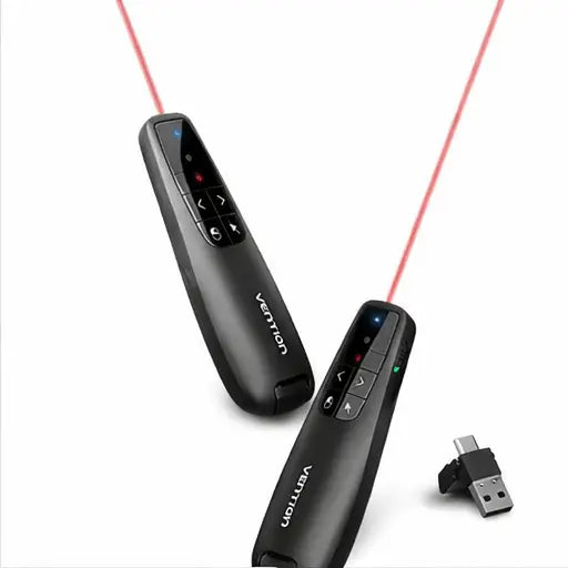 Control Presentador Puntero Laser Usb Y Usb C Rojo Vention Negro