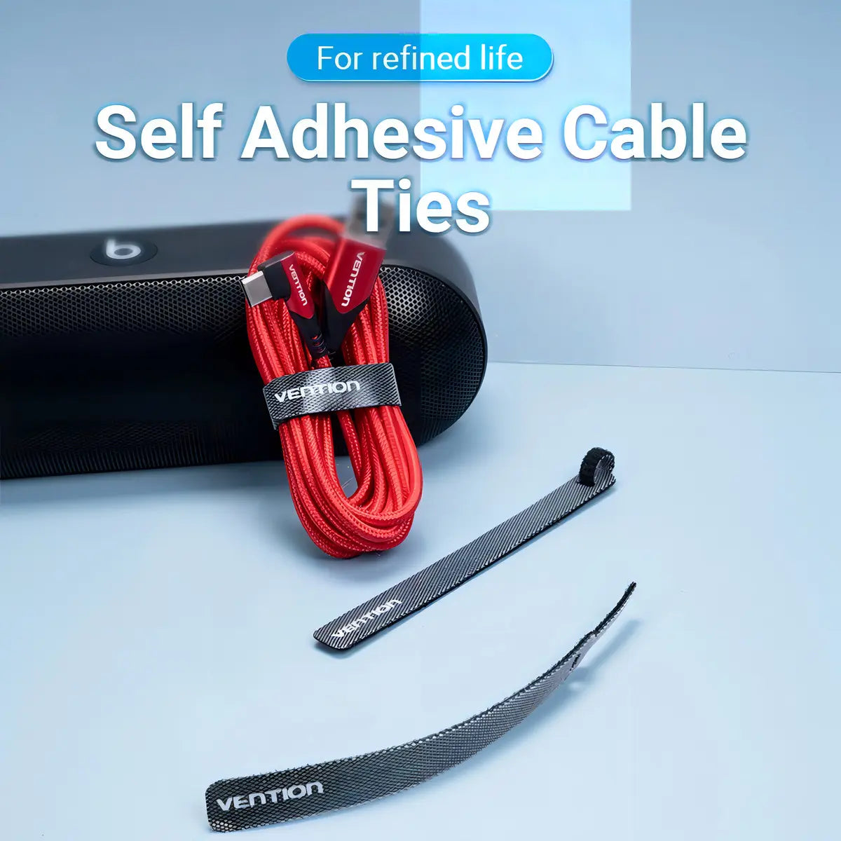 Tira Organizadora De Cables Autoadhesivo Nylon 15cm Vention Negro