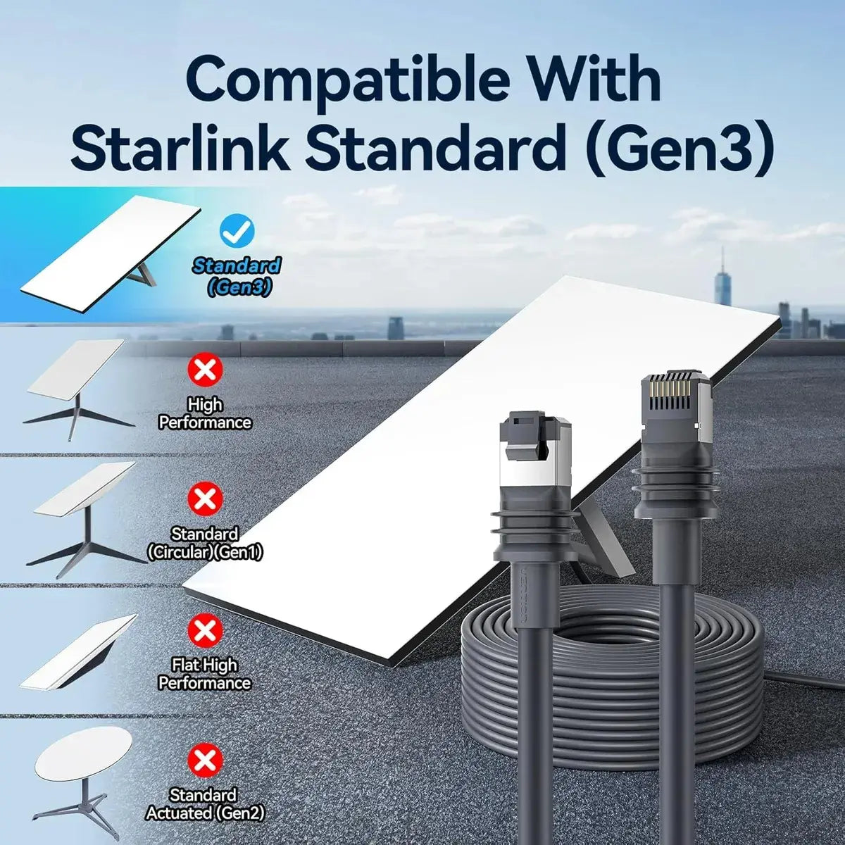 Cable Starlink Gen 3 Vention 30 M 1000 Mbps Exterior
