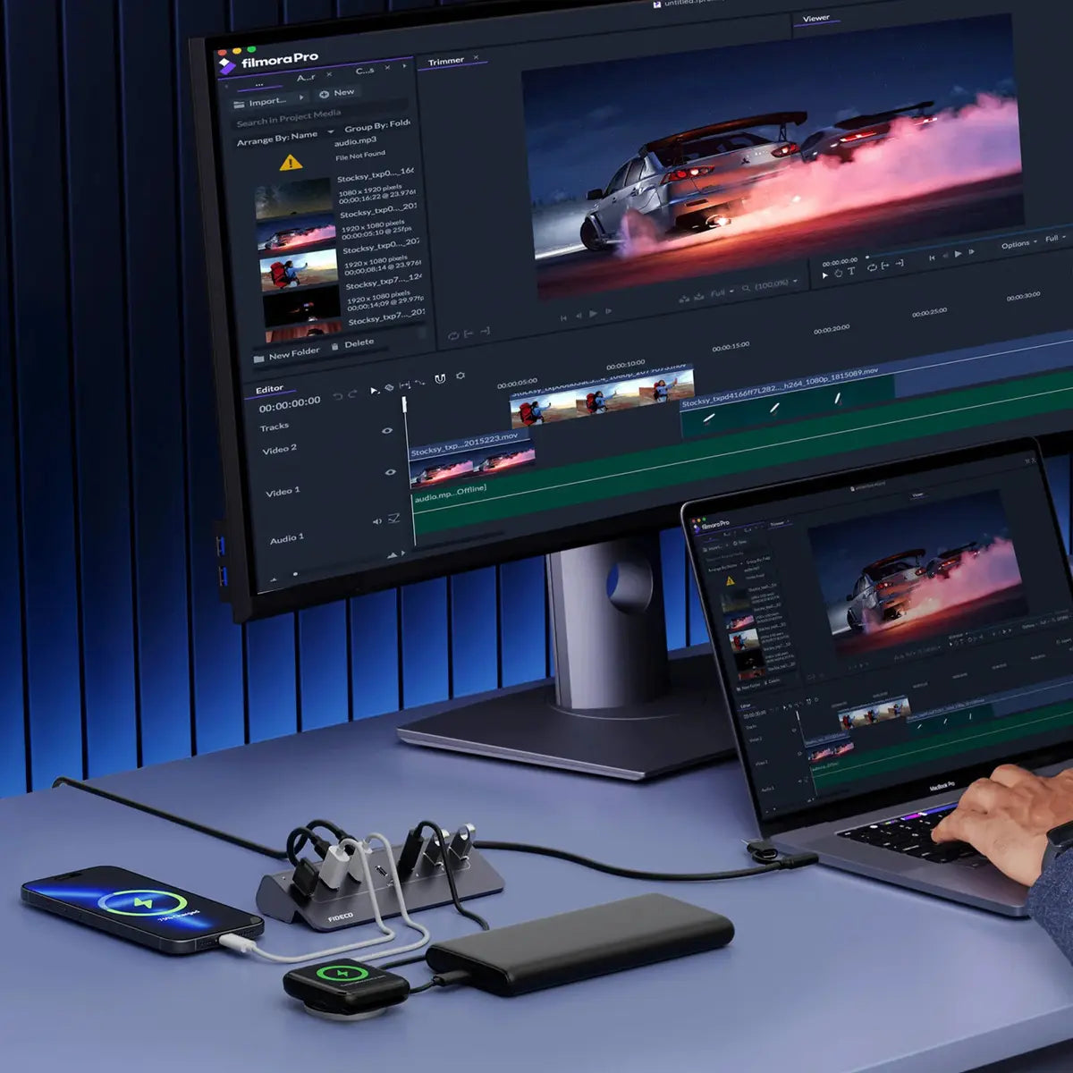 Hub Usb 7 Puertos Usb 3,0 + Usb C 10 Gbps Fideco Negro