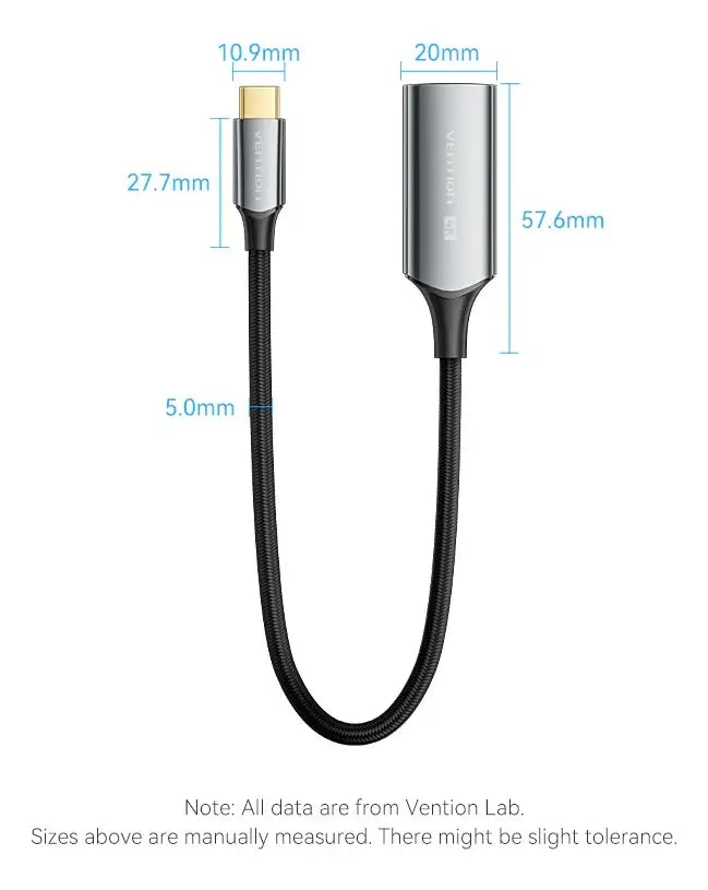Adaptador Usb-c A Hdmi 4k 60hz Vention Crebc 25 Cm Negro