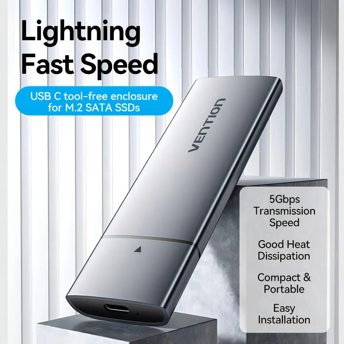 Carry Disk Ssd M2 Ngff Usb-c 3,1 Gen 2 Aluminio Gris Vention