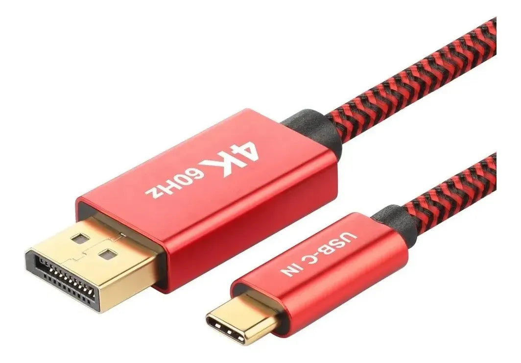 Cable Adaptador Usb C 3,1 A Display Port 4k 1,8 Metros Evox Rojo