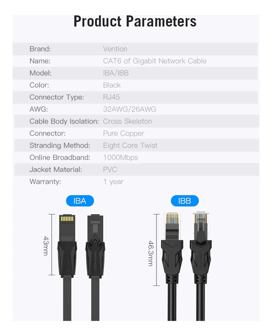 Cable De Red Cat6 Patch Cord Utp 35 Metros Gigabit Vention