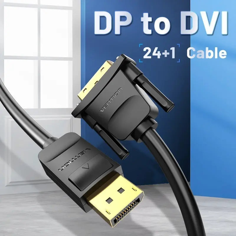 Cable Premium Adaptador 1 M Display Port A Dvi Hd Vention Negro