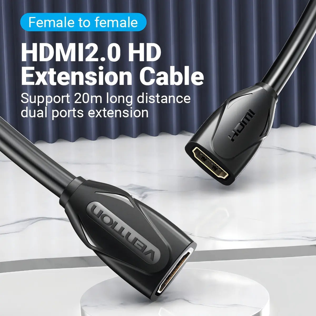 Cable Extensor 0,5 M Hdmi 2,0 Hembra A Hembra 4k Vention