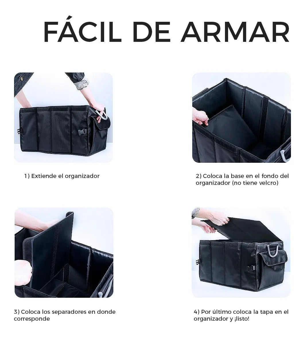 Organizador De Baul Auto Plegable Ipx5 Aluminio 55l Ugreen Liso Negro