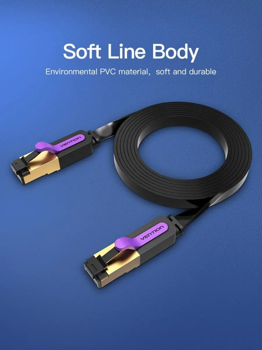 Cable De Red Cat7 Sstp Blindado 8 M Patch Cord Flat Vention