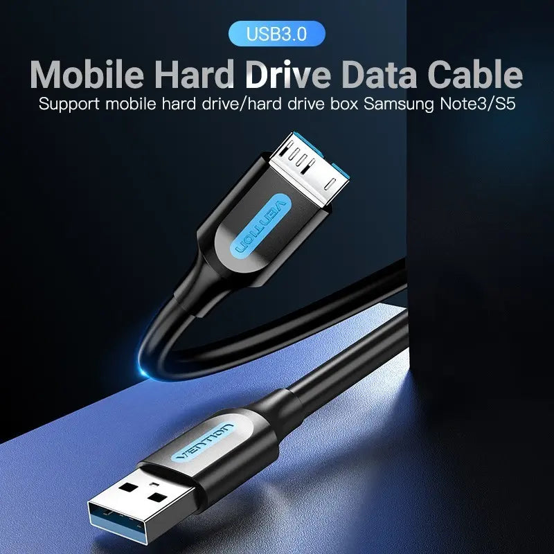Cable Usb 3,0 A Micro B 1,5 M Disco Rigido Externo Vention Negro