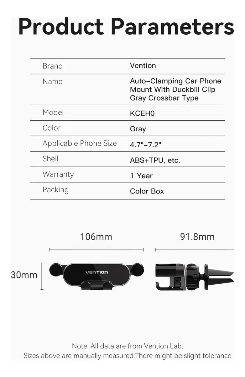 Soporte De Celular Auto Extensible Aire Acondicionado Vention