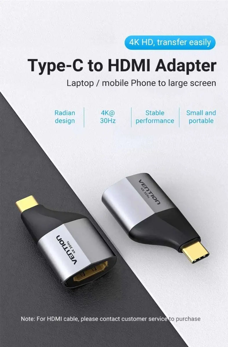 Adaptador Usb C A Hdmi Uhd 4k Para Pc Mac Celular Vention Gris