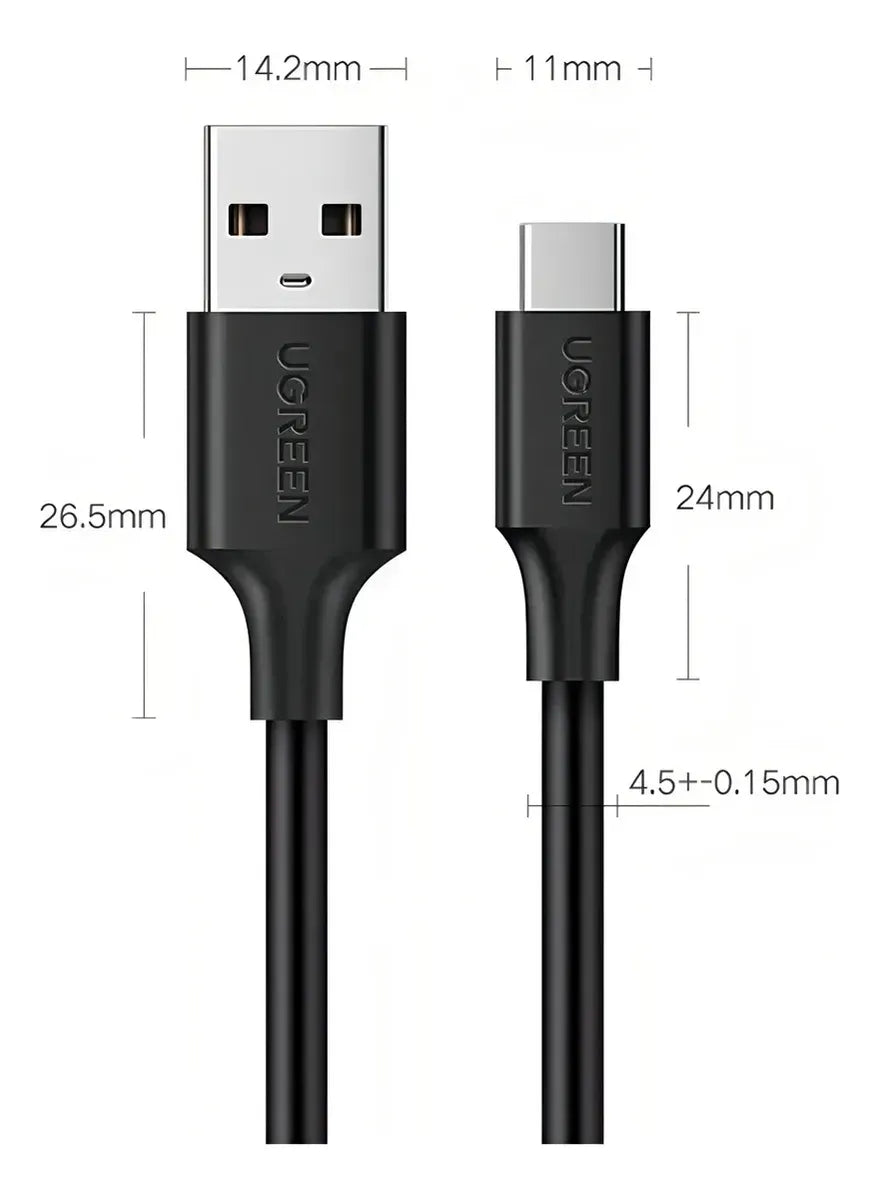 Cable Usb 3,0 A Usb-c Premium Carga Rapida Y Datos 2m Ugreen Negro