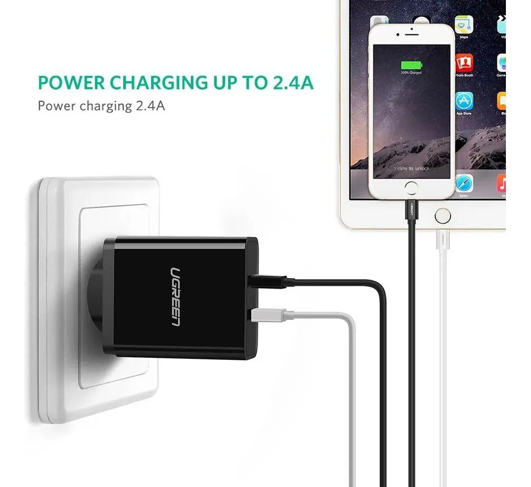 Cable Usb A Lightning Mfi De Carga Y Datos 2,4a 2m Ugreen Negro
