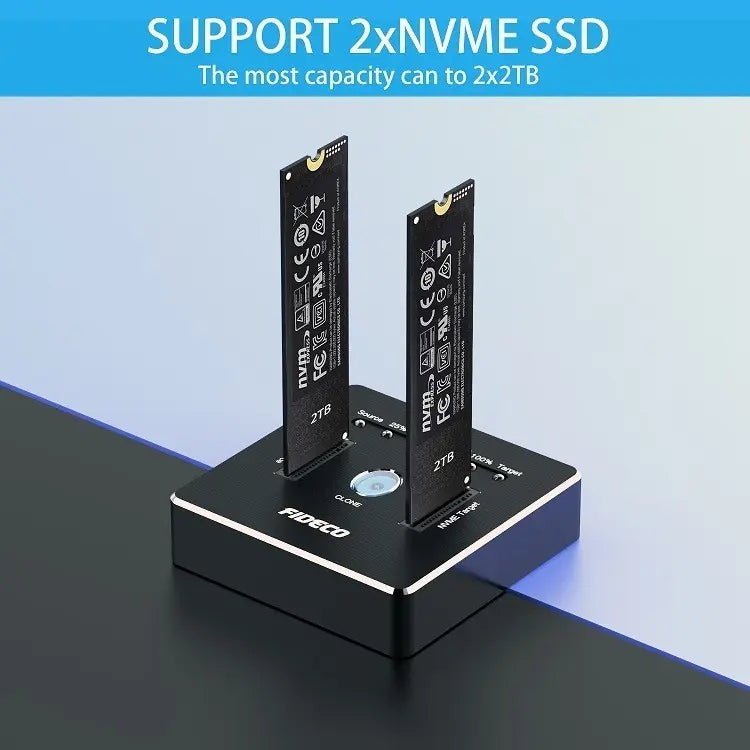 Docking Station Fideco Clonador Dual M,2 Nvme Sata Ssd
