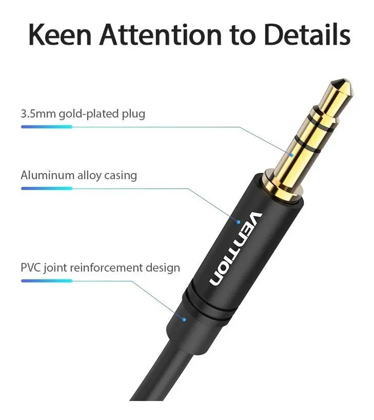 Cable Premium Audio Auxiliar 1,5 M Jack 3,5mm Stereo Vention