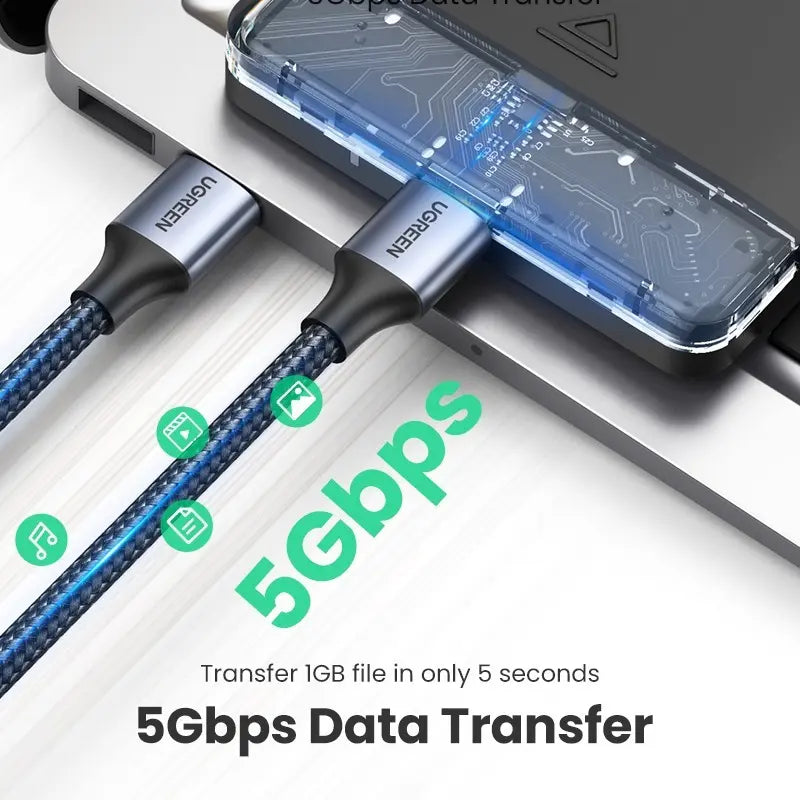 Cable De Carga Y Datos Premium Usb A Usb 3,0 2m Ugreen Negro