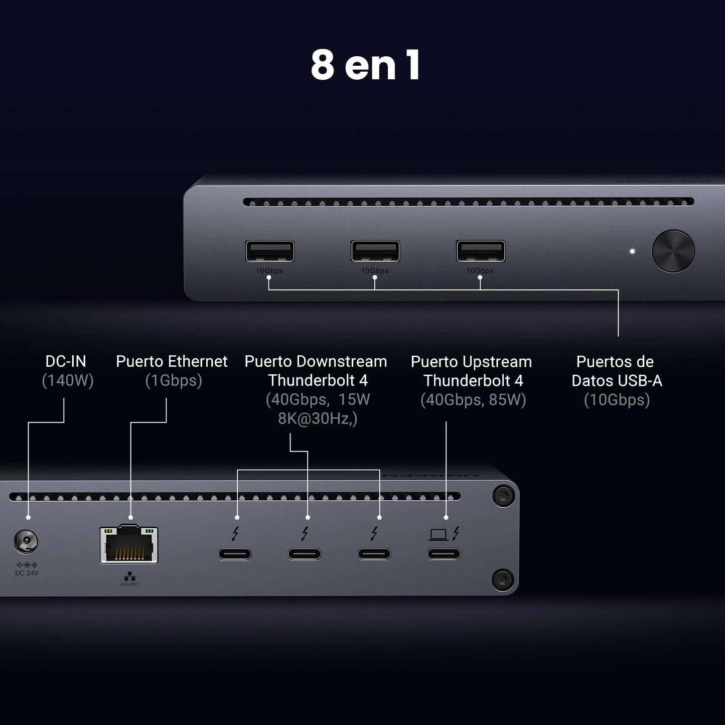Docking Station 8 En 1 Thunderbolt 4 Estacion Gan Ugreen