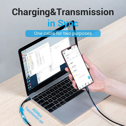 Cable Usb C 2,0 A Micro Usb 2 M Carga Y Dato Calular Vention Negro