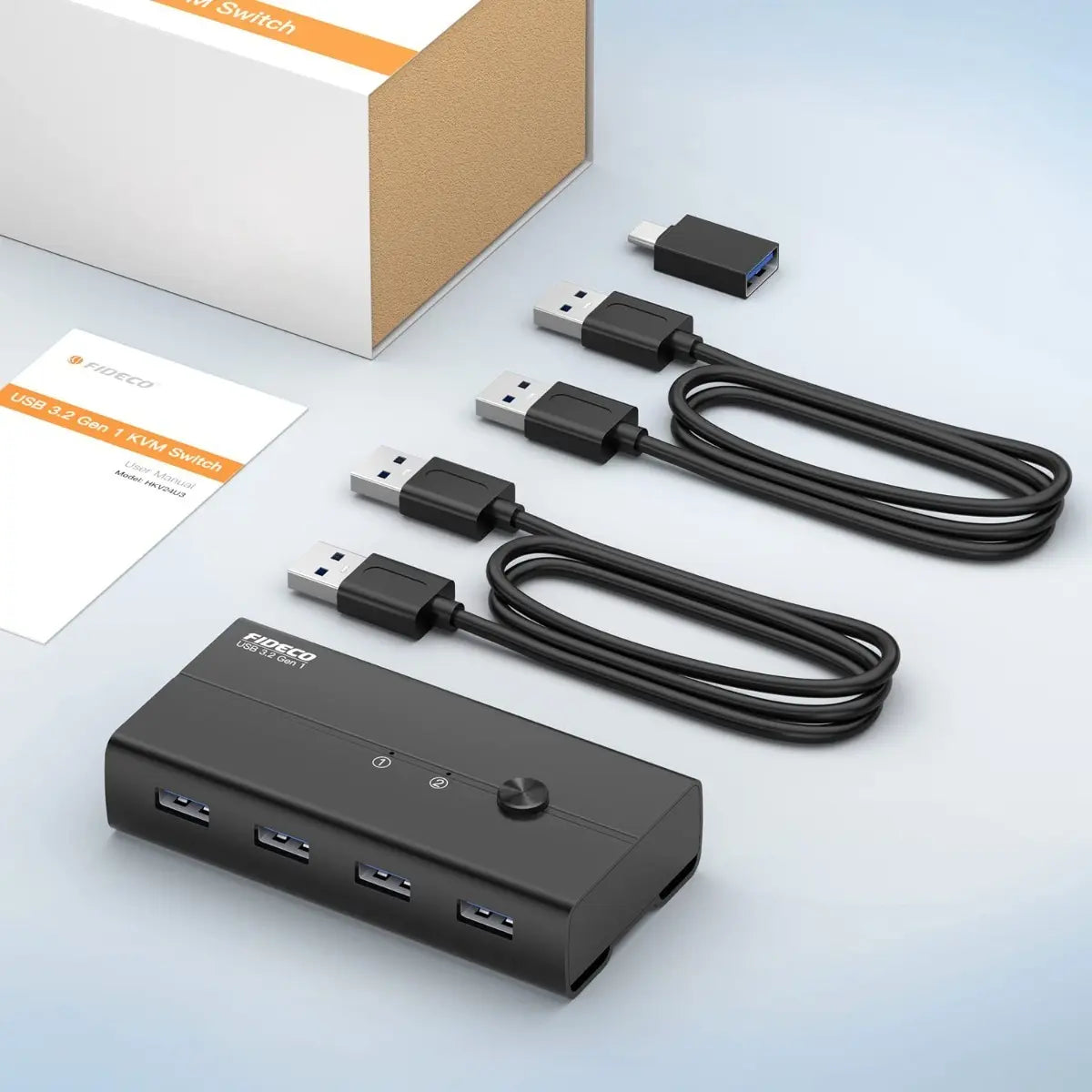 Hub Switch Usb 3,0 4 Puertos Para 2 Pcs Fideco