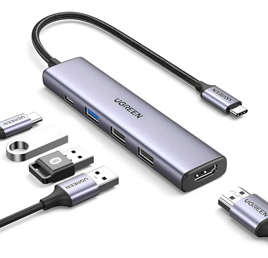 Hub Multipuerto Usb C 5 En 1 Usb 3,0 Hdmi 4k 100w Ugreen Gris Oscuro