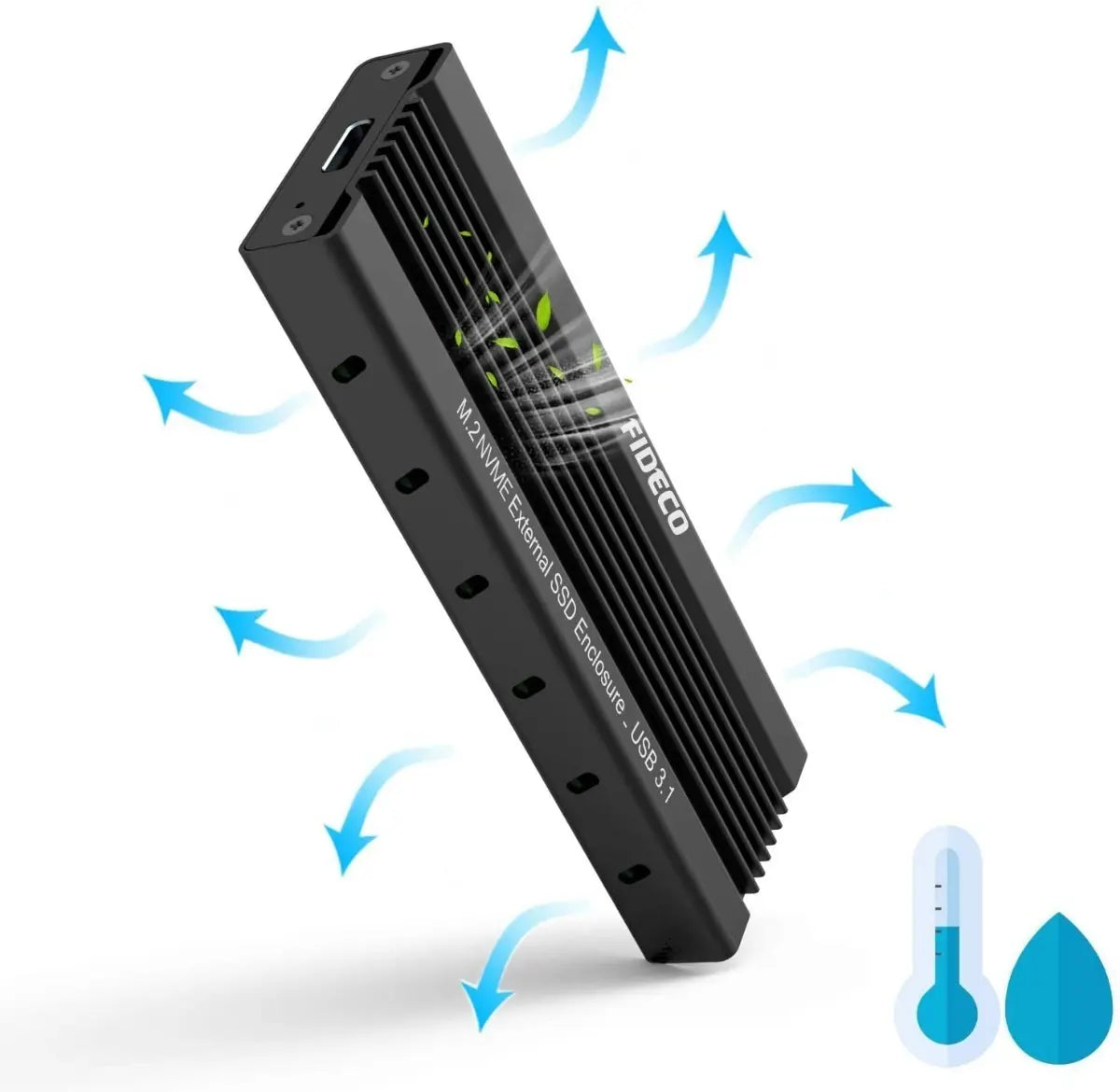 Carry Disk Case M2 Pcie Nvme Ssd Usb C 3,1 10 Gbps Fideco