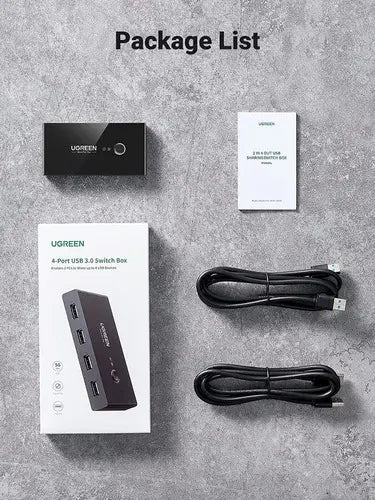 Switch Conmutador Kvm Para Compartir 4 Usb 3,0 2 Pc Ugreen