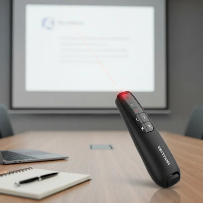 Control Presentador Puntero Laser Usb Y Usb C Rojo Vention Negro