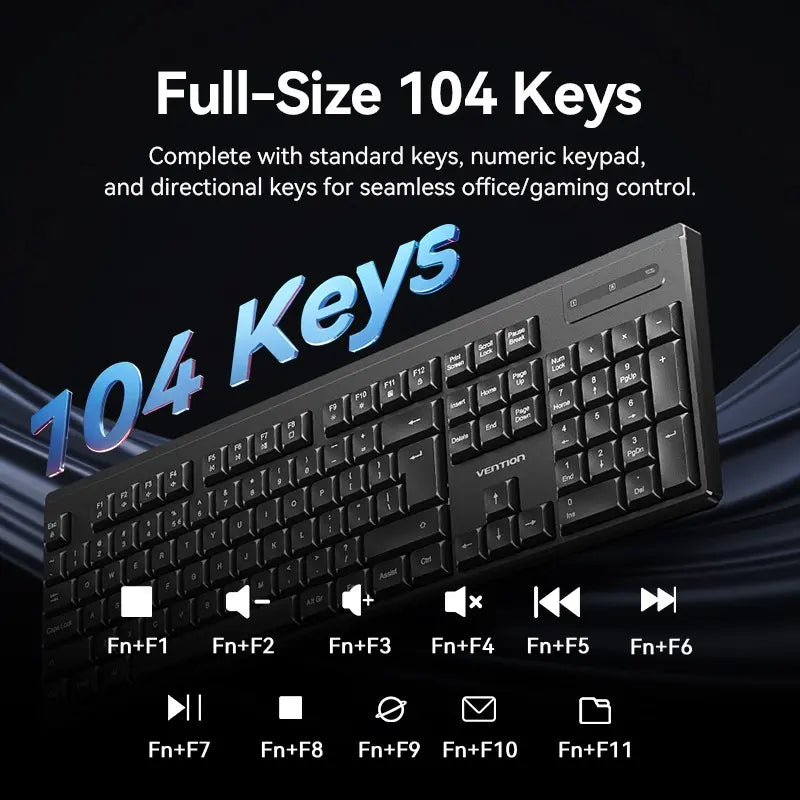 Kit Teclado Y Mouse Inalambrico 2,4g Ktz Vention Color Negro Grafito Negro