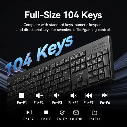 Kit Teclado Y Mouse Inalambrico 2,4g Ktz Vention Color Negro Grafito Negro