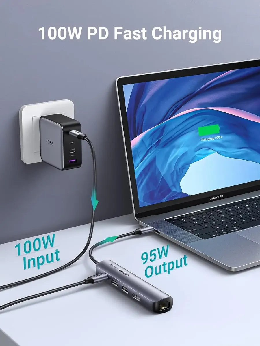 Hub Usb-c Multipuerto 5x1 Usb 3,0 Hdmi Rj45 Gigabit Ugreen