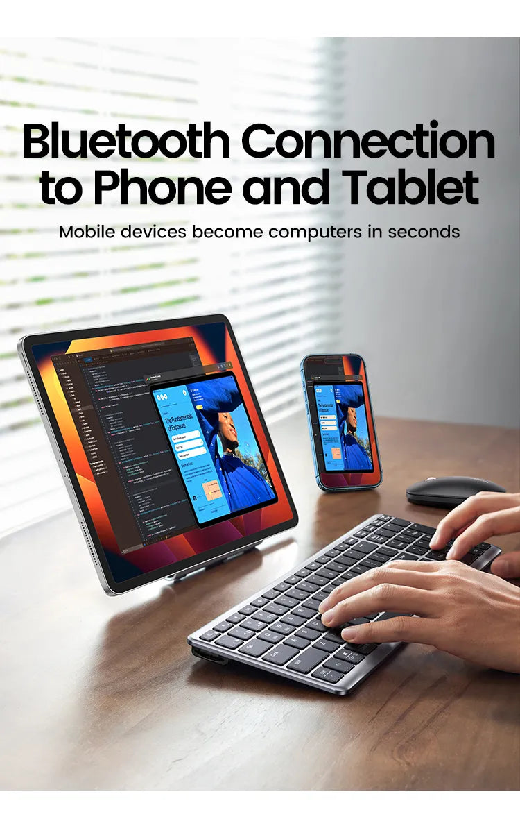 Teclado Inalambrico Con Bateria Bluetooth 5,0 Ingles Ugreen Plateado Inglés Us