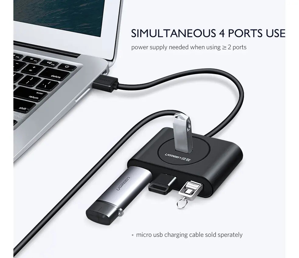 Hub Multipuerto 4 En 1 Usb 3,0 Y Usb C A Usb X4 5gbps Ugreen