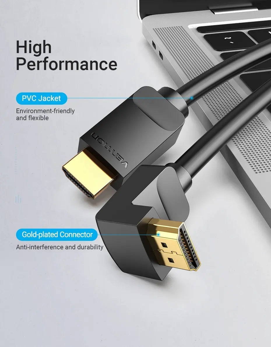 Cable Hdmi 3 M Codo 270 Grados 4k Hdr 60hz 3d Arc Vention