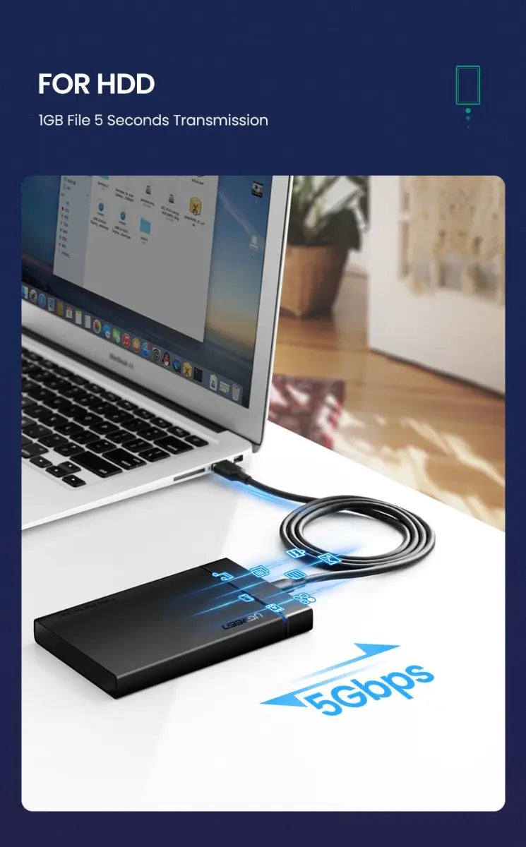 Cable Usb 3,0 A Usb-c Premium Carga Rapida Y Datos 1m Ugreen Negro