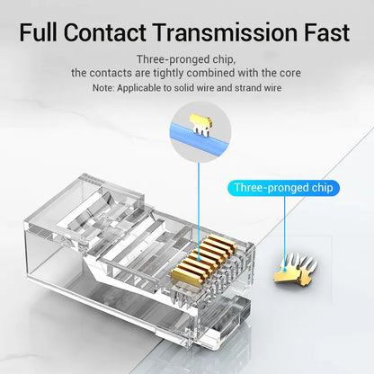 Ficha Red Plug Rj45 Cat 5e Modular Transparente X 10 Vention