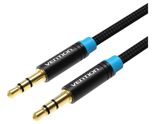 Cable De Audio Aux 3,5mm Trs Trenzado Negro 0,5m Vention
