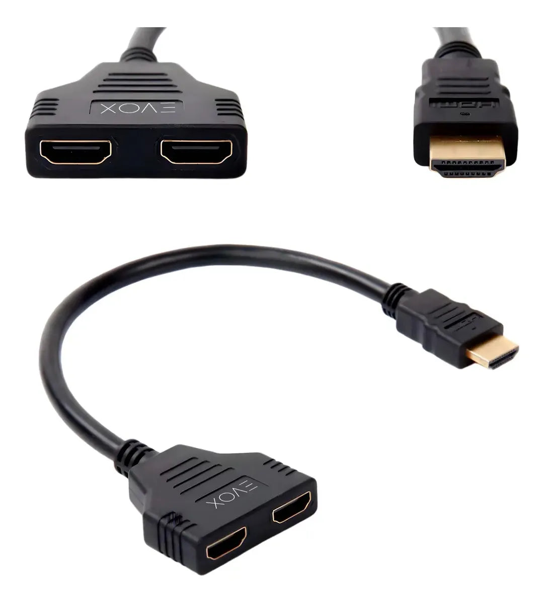 Splitter Hdmi 1x2 Cable Adaptador Evox 0,30cm 1080p Negro