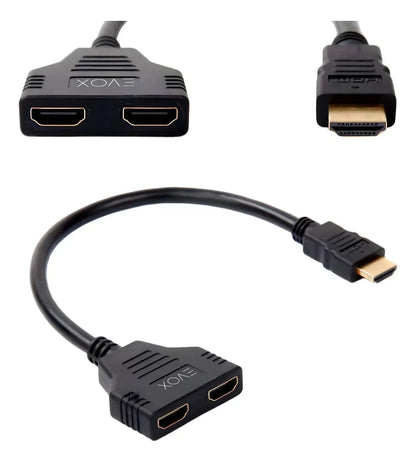 Splitter Hdmi 1x2 Cable Adaptador Evox 0,30cm 1080p Negro