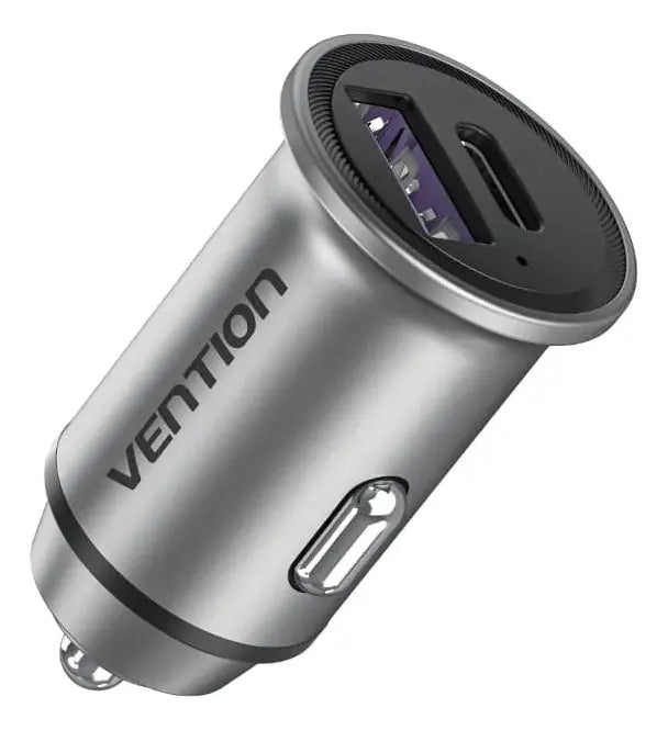 Cargador Para Auto Doble Usb 3,0 Usb C 30w Vention Plateado