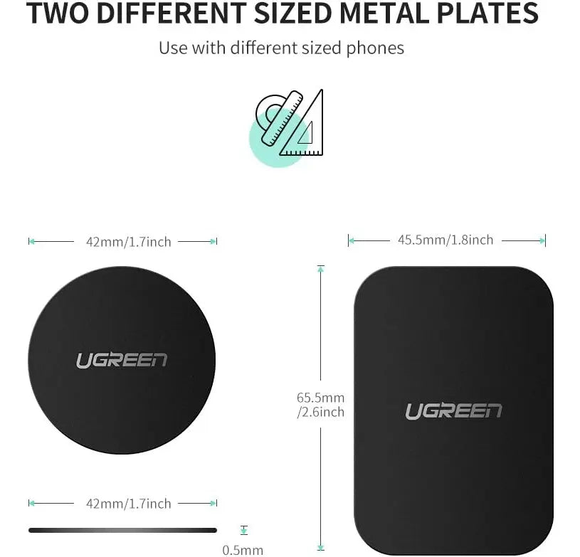 Pack de Placas Metálicas Adhesivas para Soporte Magnético Ugreen