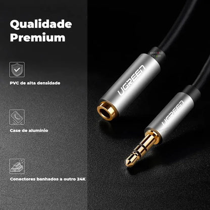 Cable De Audio Extensor Auxiliar Plug 3,5mm 2 Metros Ugreen
